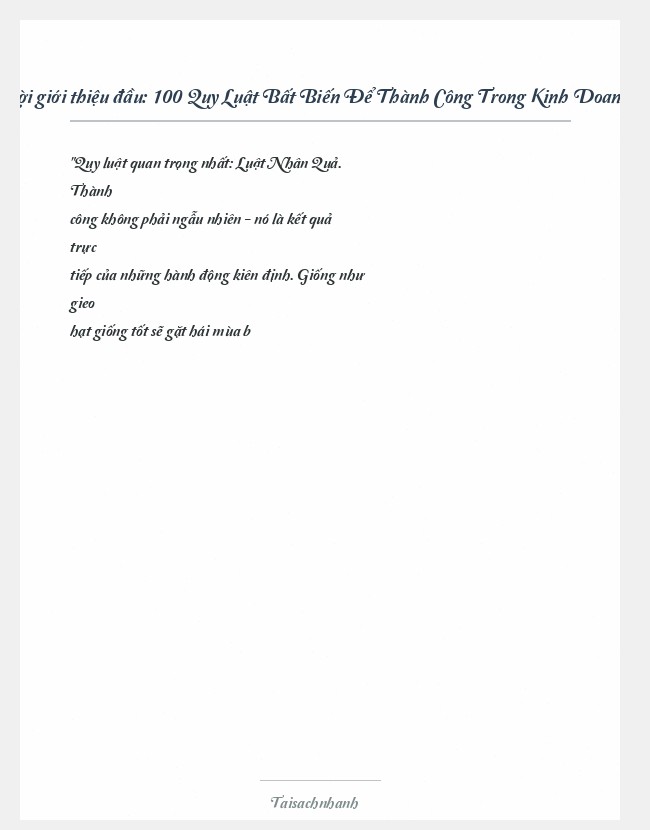 Trích đoạn 100 Quy Luật Bất Biến Để Thành Công Trong Kinh Doanh