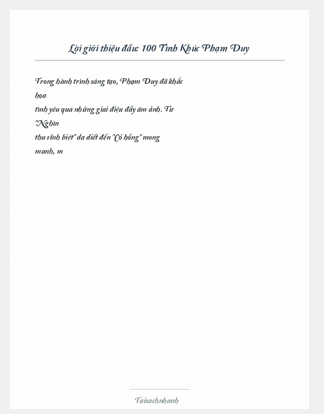 Trích đoạn 100 Tình Khúc Phạm Duy