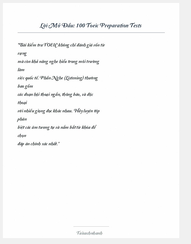 Trích đoạn 100 Toeic Preparation Tests