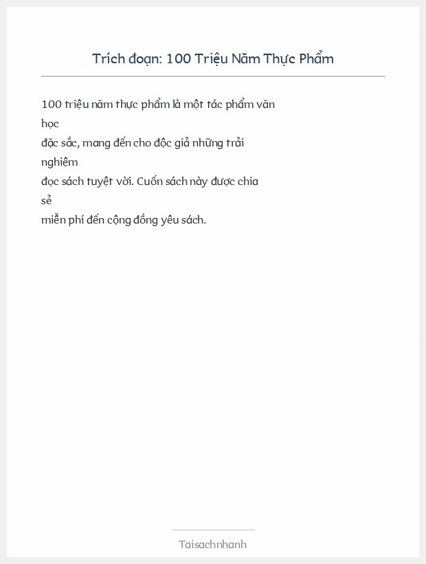 Trích đoạn 100 Triệu Năm Thực Phẩm