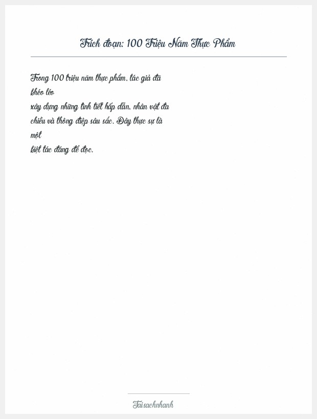 Trích đoạn 100 Triệu Năm Thực Phẩm