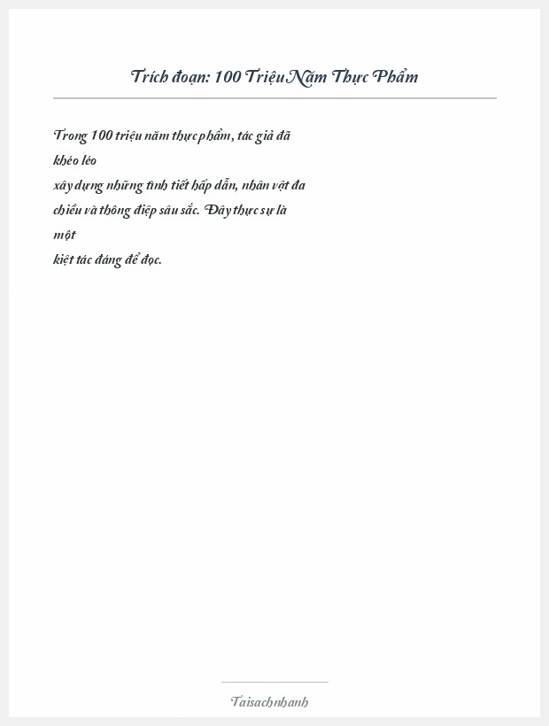 Trích đoạn 100 Triệu Năm Thực Phẩm