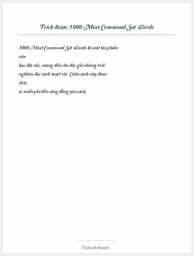 Trích đoạn 1000 Most Commond Sat Words