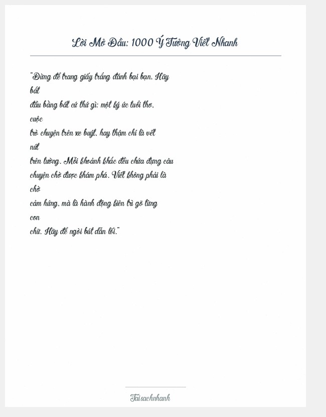 Trích đoạn 1000 Ý Tưởng Viết Nhanh