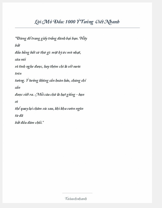 Trích đoạn 1000 Ý Tưởng Viết Nhanh