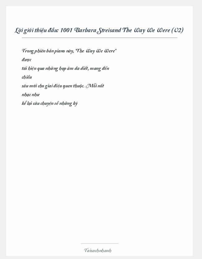 Trích đoạn 1001 Barbara Streisand The Way We Were (V2)