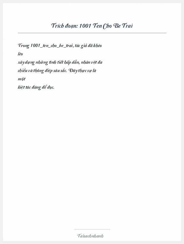 Trích đoạn 1001 Ten Cho Be Trai