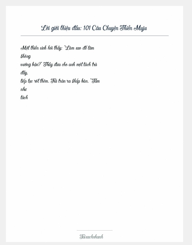 Trích đoạn 101 Câu Chuyện Thiền Muju