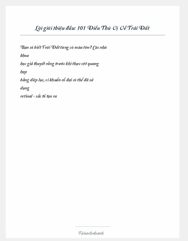 Trích đoạn 101 Điều Thú Vị Về Trái Đất