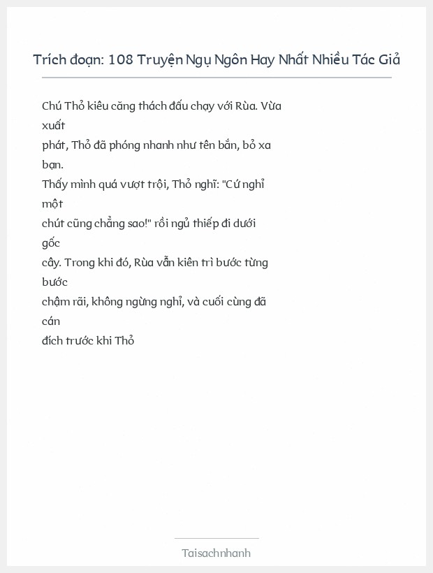 Trích đoạn 108 Truyện Ngụ Ngôn Hay Nhất Nhiều Tác Giả