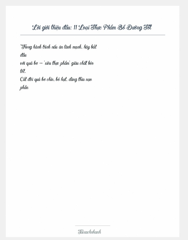 Trích đoạn 11 Loại Thực Phẩm Bổ Dưỡng Tốt