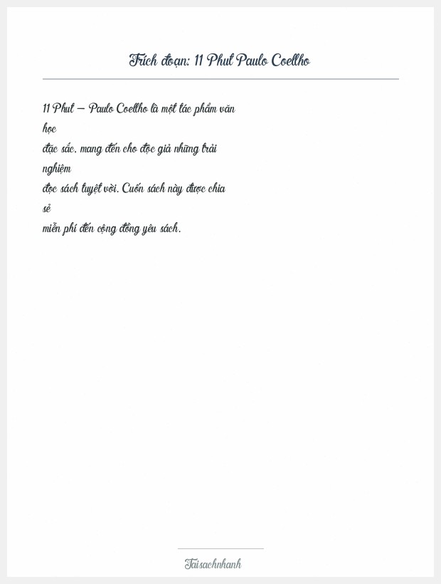 Trích đoạn 11 Phut Paulo Coellho