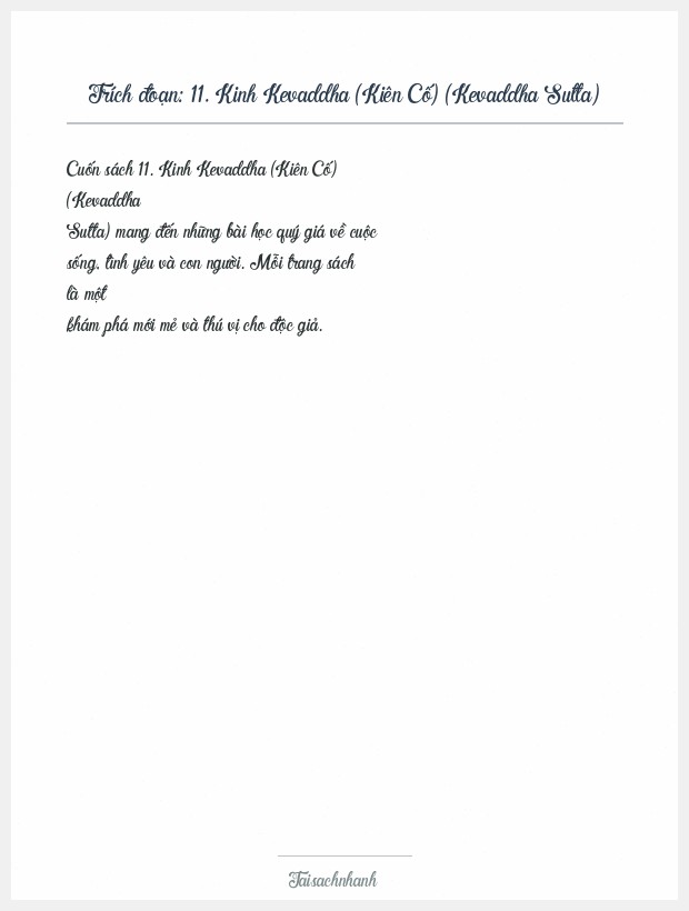 Trích đoạn 11. Kinh Kevaddha (Kiên Cố) (Kevaddha Sutta)