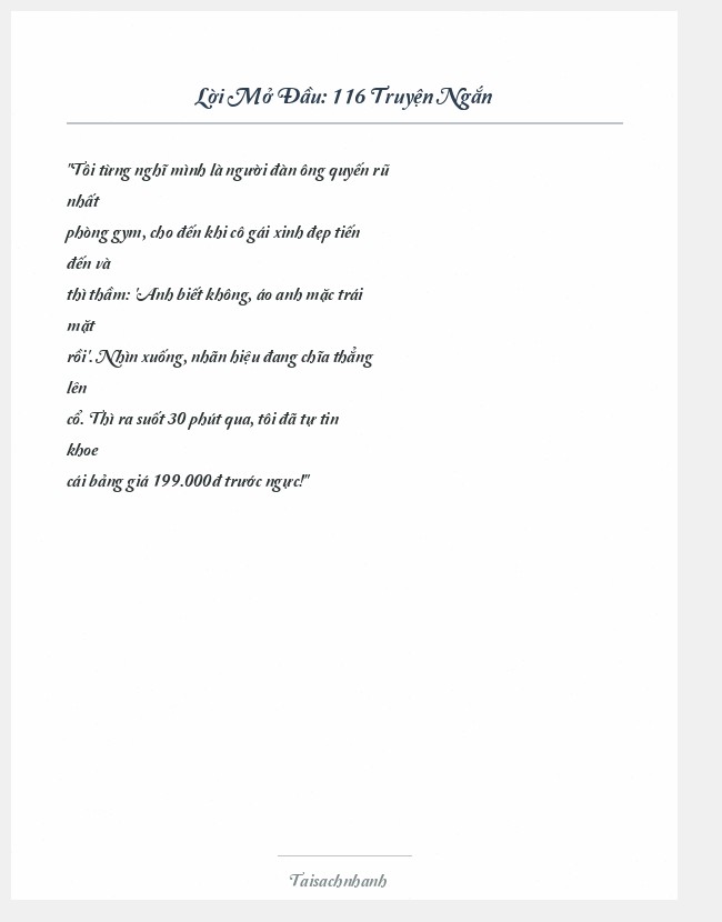 Trích đoạn 116 Truyện Ngắn