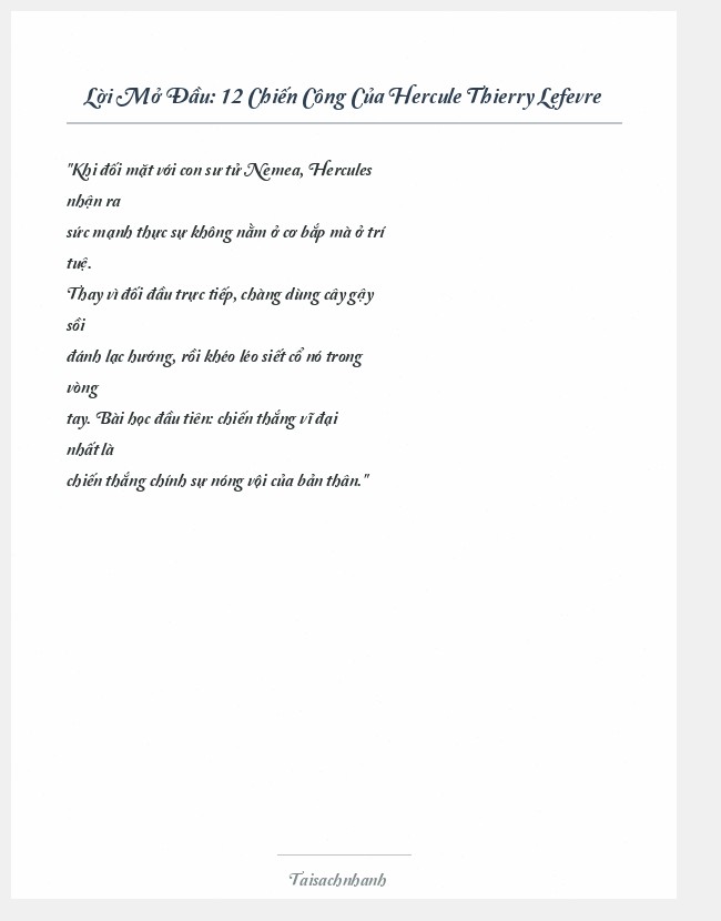 Trích đoạn 12 Chiến Công Của Hercule Thierry Lefevre