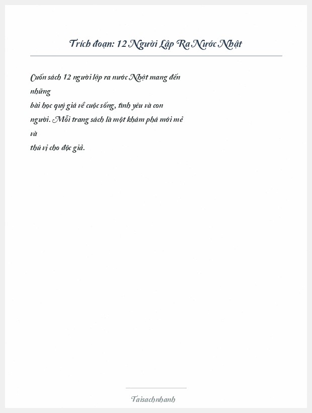 Trích đoạn 12 Người Lập Ra Nước Nhật
