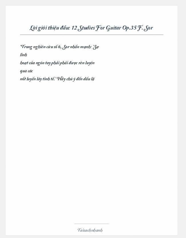Trích đoạn 12 Studies For Guitar Op.35 F. Sor