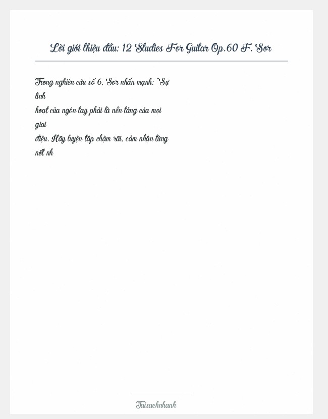 Trích đoạn 12 Studies For Guitar Op.60 F. Sor