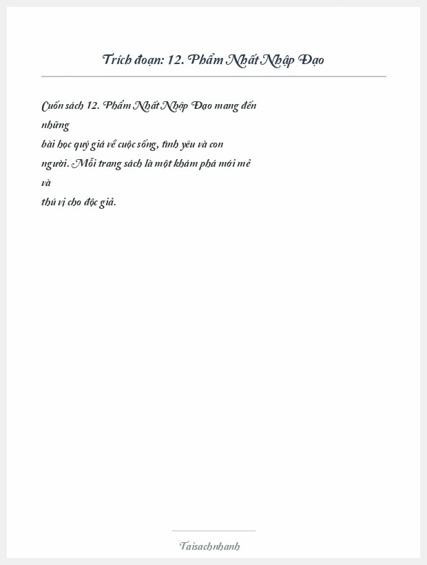 Trích đoạn 12. Phẩm Nhất Nhập Đạo
