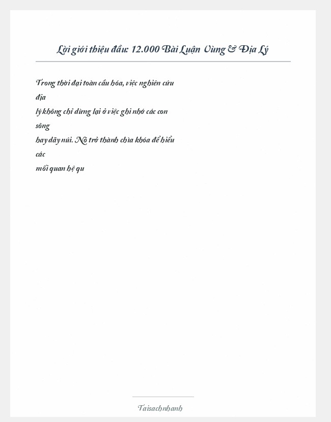 Trích đoạn 12.000 Bài Luận Vùng & Địa Lý