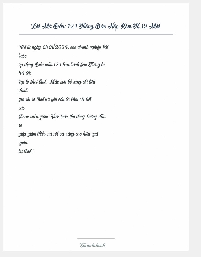 Trích đoạn 12.1 Thông Báo Nộp Kèm Tk 12 Mới