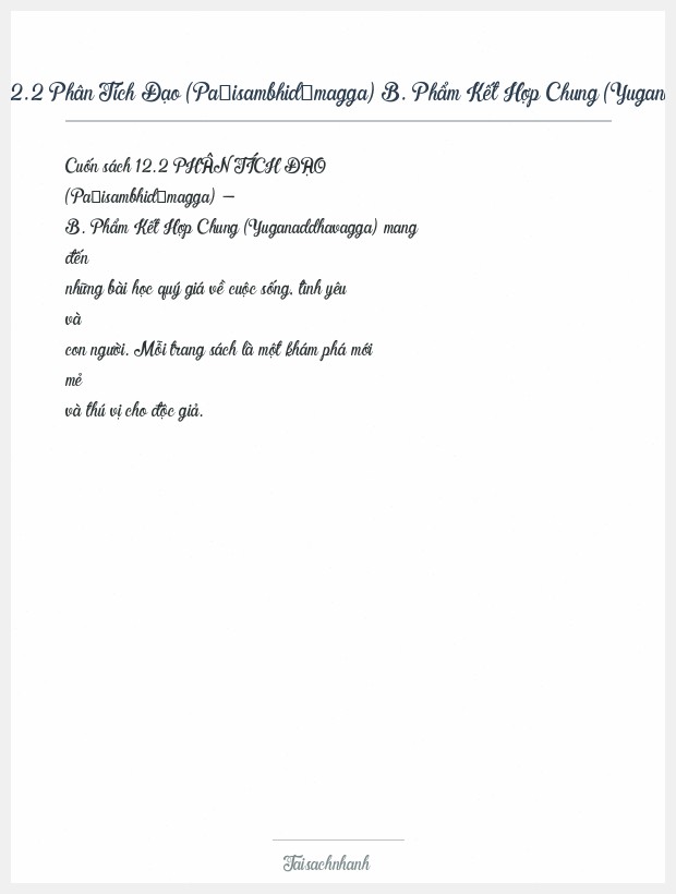 Trích đoạn 12.2 Phân Tích Đạo (Paṭisambhidāmagga) B. Phẩm Kết Hợp Chung (Yuganaddhavagga)