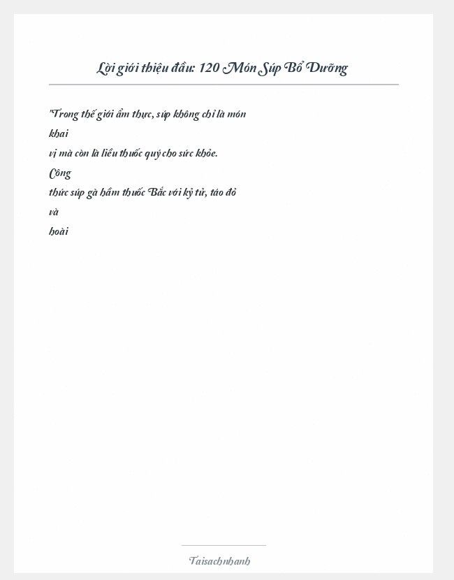 Trích đoạn 120 Món Súp Bổ Dưỡng