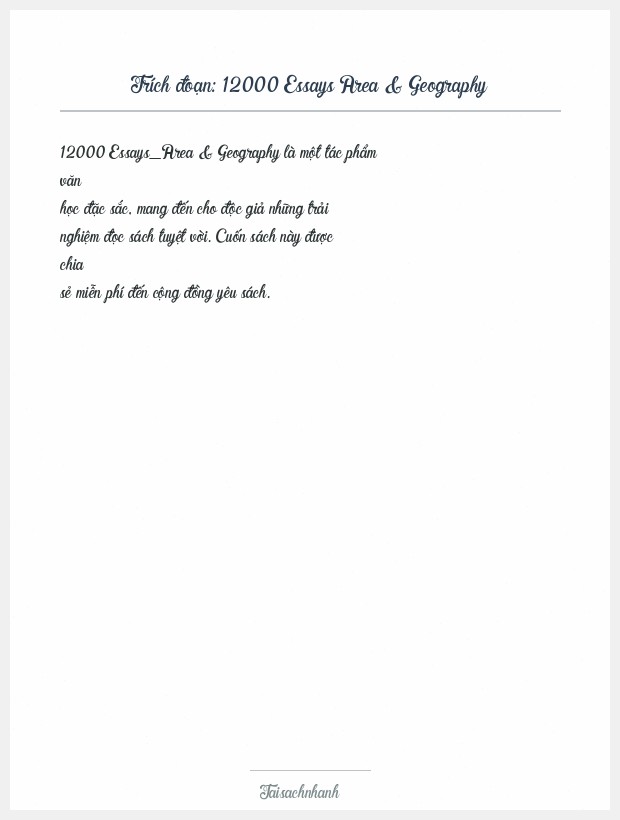 Trích đoạn 12000 Essays Area & Geography