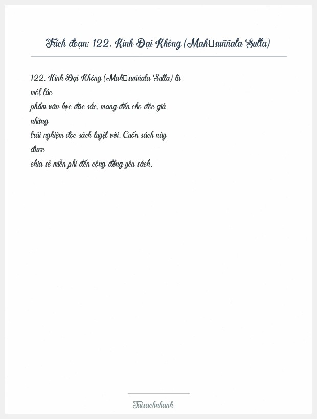 Trích đoạn 122. Kinh Ðại Không (Mahāsuññata Sutta)