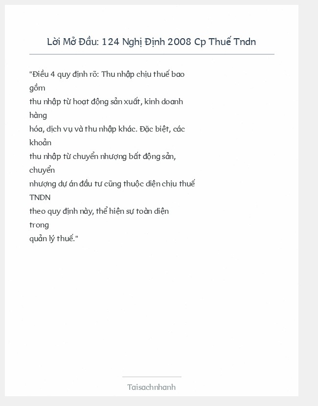 Trích đoạn 124 Nghị Định 2008 Cp Thuế Tndn