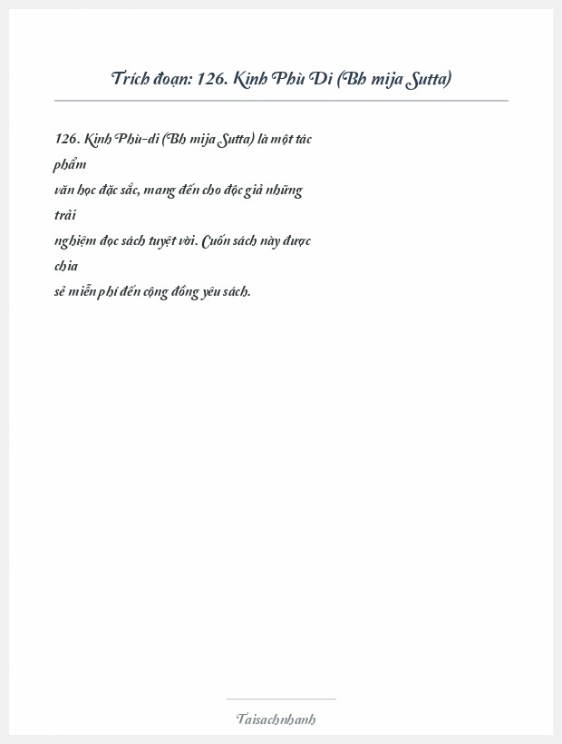 Trích đoạn 126. Kinh Phù Di (Bhūmija Sutta)