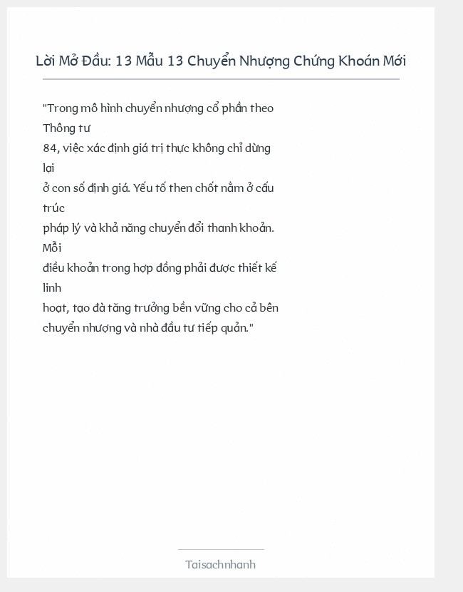 Trích đoạn 13 Mẫu 13 Chuyển Nhượng Chứng Khoán Mới