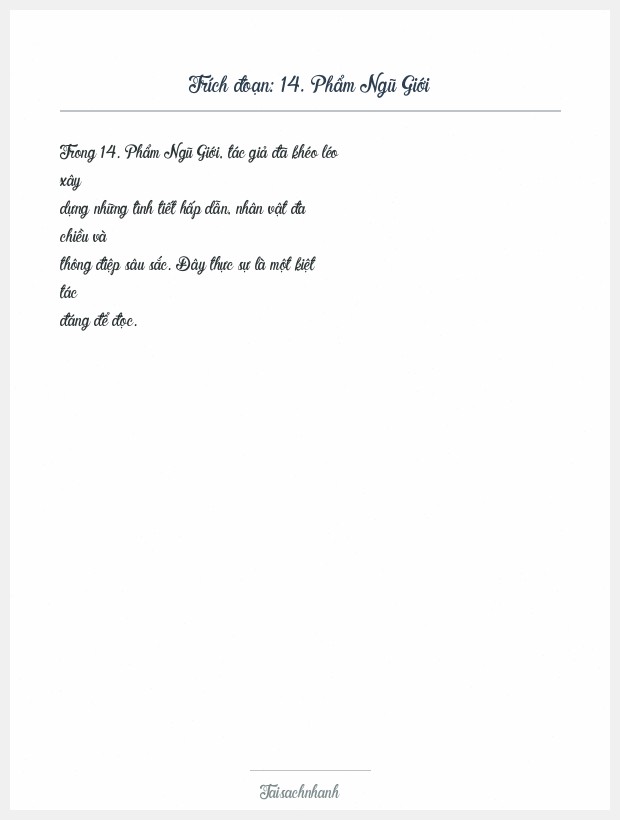 Trích đoạn 14. Phẩm Ngũ Giới