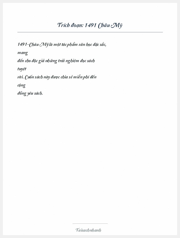 Trích đoạn 1491 Châu Mỹ