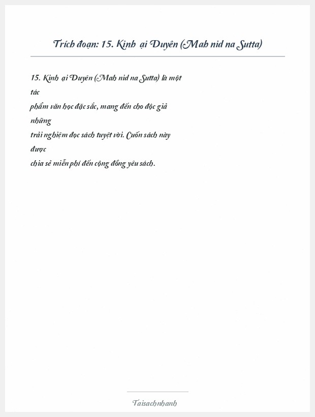 Trích đoạn 15. Kinh Ðại Duyên (Mahānidāna Sutta)