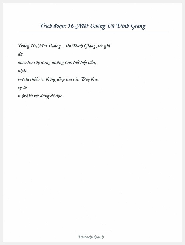 Trích đoạn 16 Mét Vuông Vũ Đình Giang