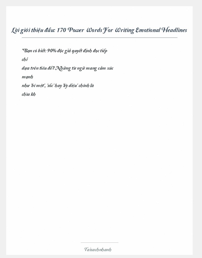 Trích đoạn 170 Power Words For Writing Emotional Headlines