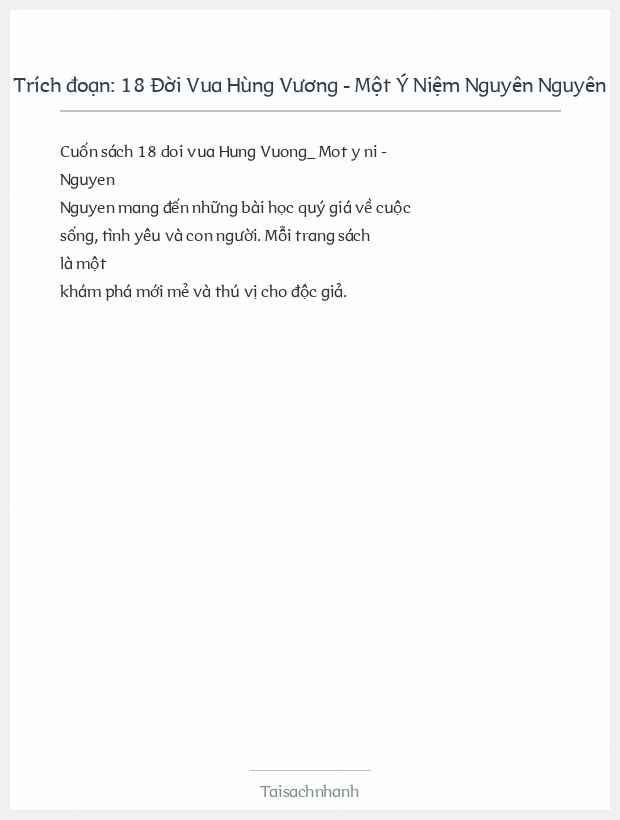Trích đoạn 18 Đời Vua Hùng Vương - Một Ý Niệm Nguyên Nguyên