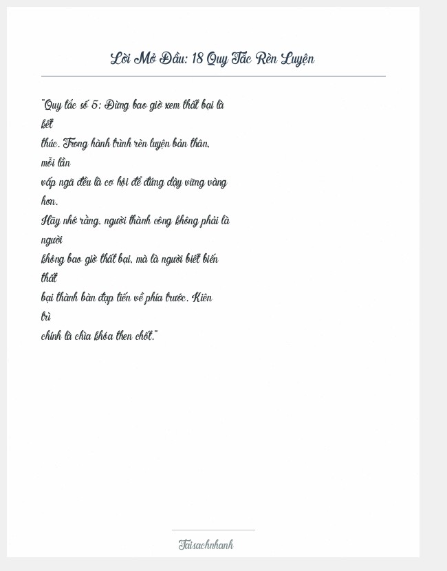 Trích đoạn 18 Quy Tắc Rèn Luyện