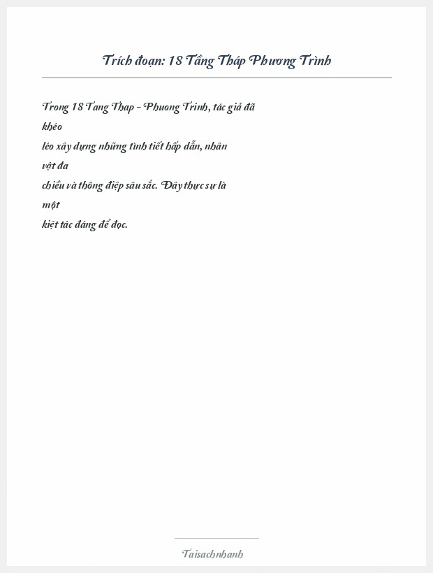 Trích đoạn 18 Tầng Tháp Phương Trình