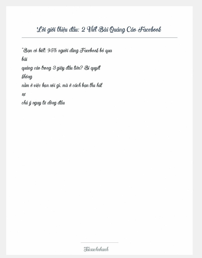 Trích đoạn 2 Viết Bài Quảng Cáo Facebook