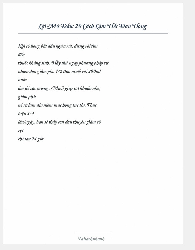 Trích đoạn 20 Cách Làm Hết Đau Họng