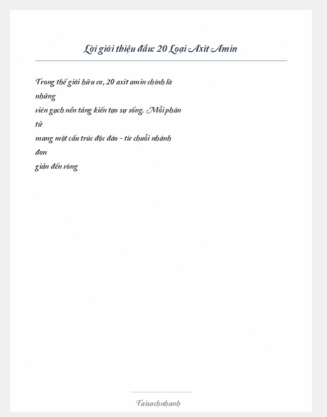 Trích đoạn 20 Loại Axit Amin