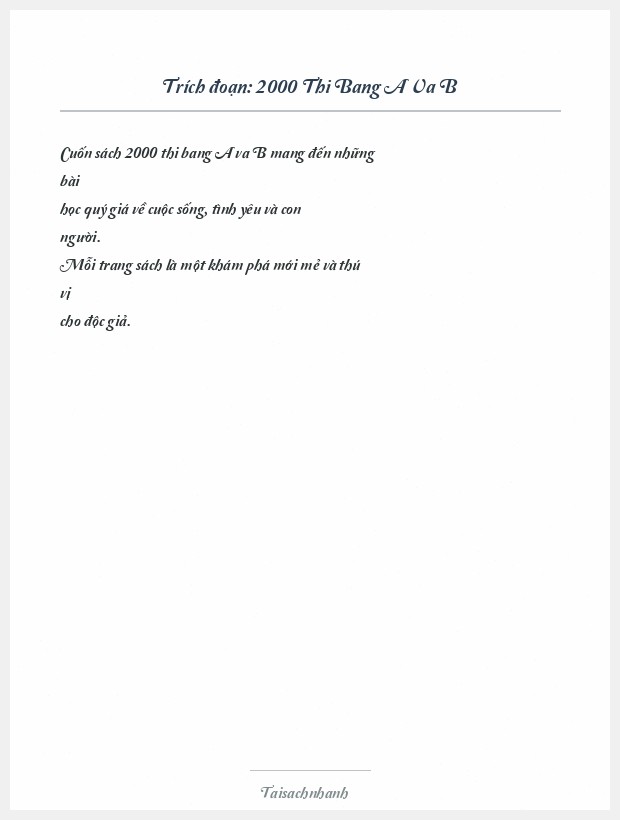 Trích đoạn 2000 Thi Bang A Va B