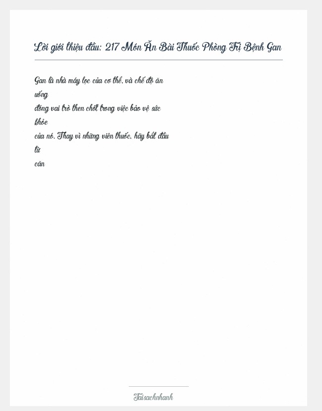 Trích đoạn 217 Món Ăn Bài Thuốc Phòng Trị Bệnh Gan