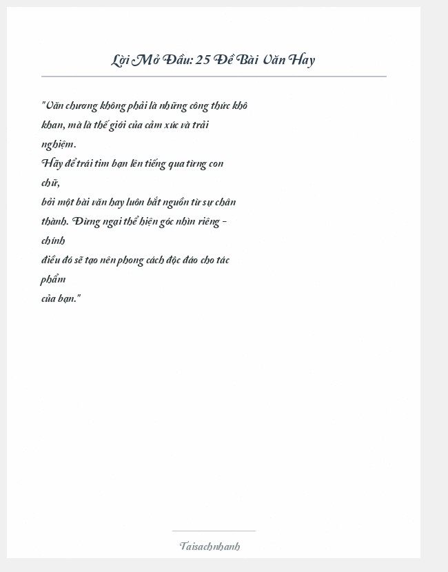 Trích đoạn 25 Đề Bài Văn Hay