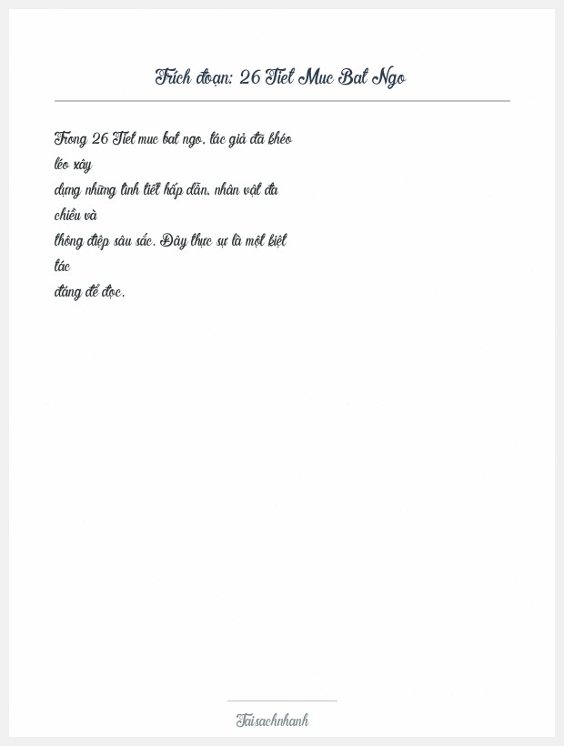 Trích đoạn 26 Tiet Muc Bat Ngo
