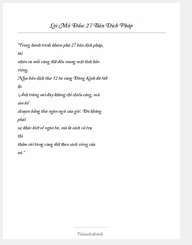 Trích đoạn 27 Bản Dịch Pháp