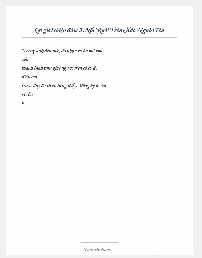 Trích đoạn 3 Nốt Ruồi Trên Xác Người Yêu