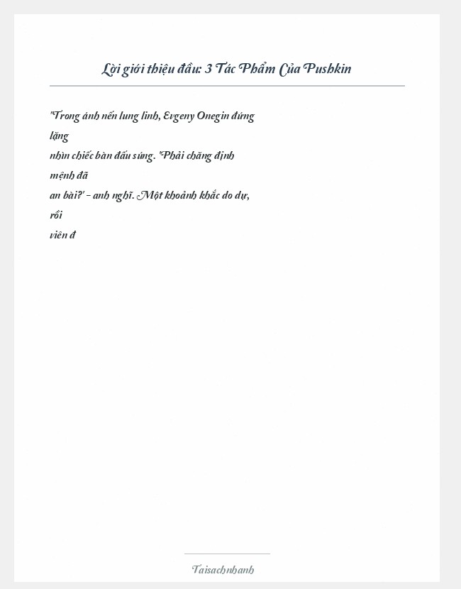 Trích đoạn 3 Tác Phẩm Của Pushkin